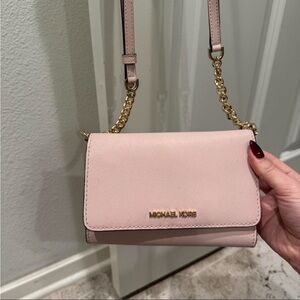 Michael Kors Blush Pink Chain-Strap leather Crossbody Bag